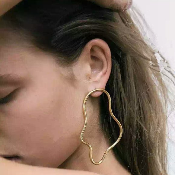 Gold plated Polygon Earrings - Picture 2 of 8